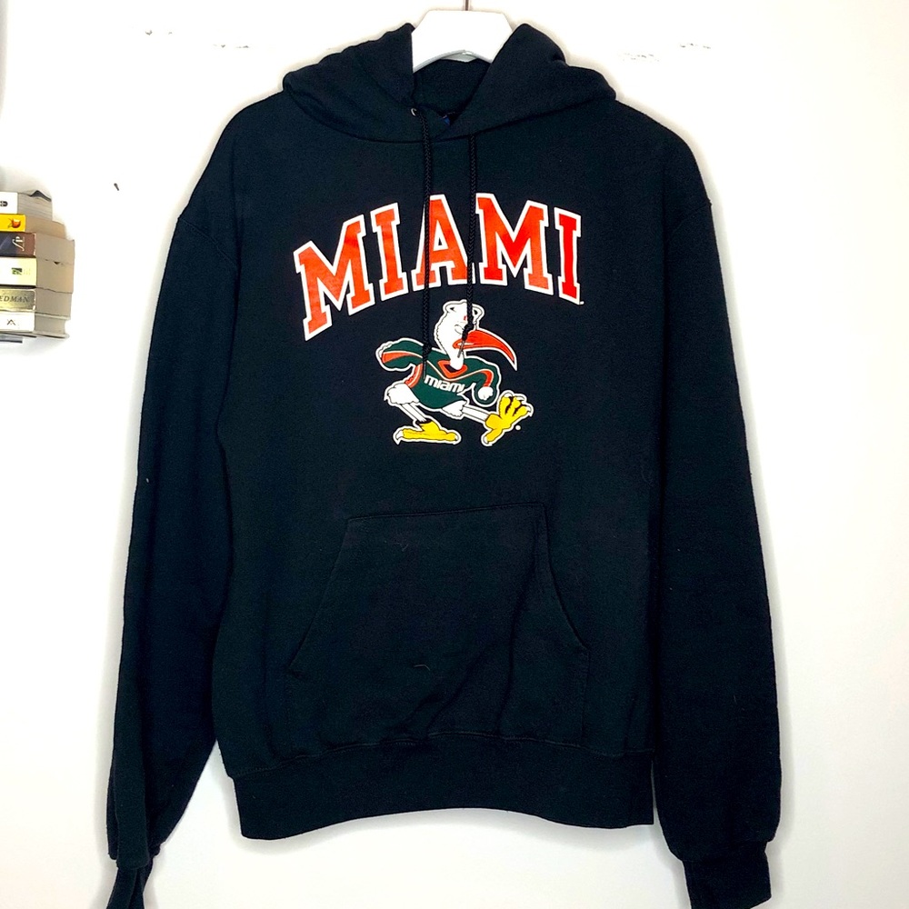 University of Miami black Champion hoodie, MED